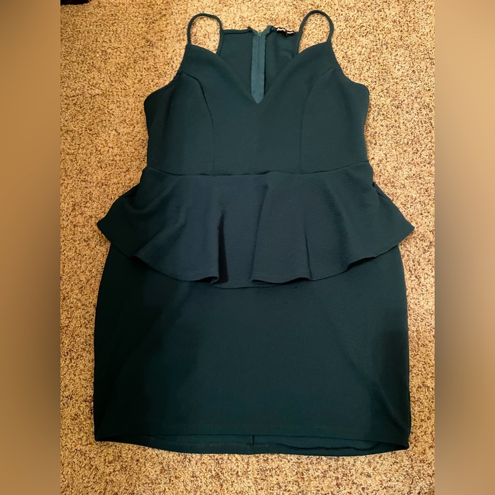 Dark Green Peplum Dress